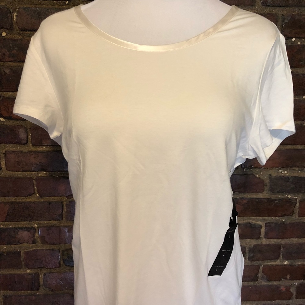 Cream Banana Republic Satin-Trim T-Shirt